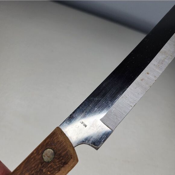 Vintage Rogers Chef Knife 8"  Blade, Wood Handle Stainless Steel Japan - Picture 2 of 5